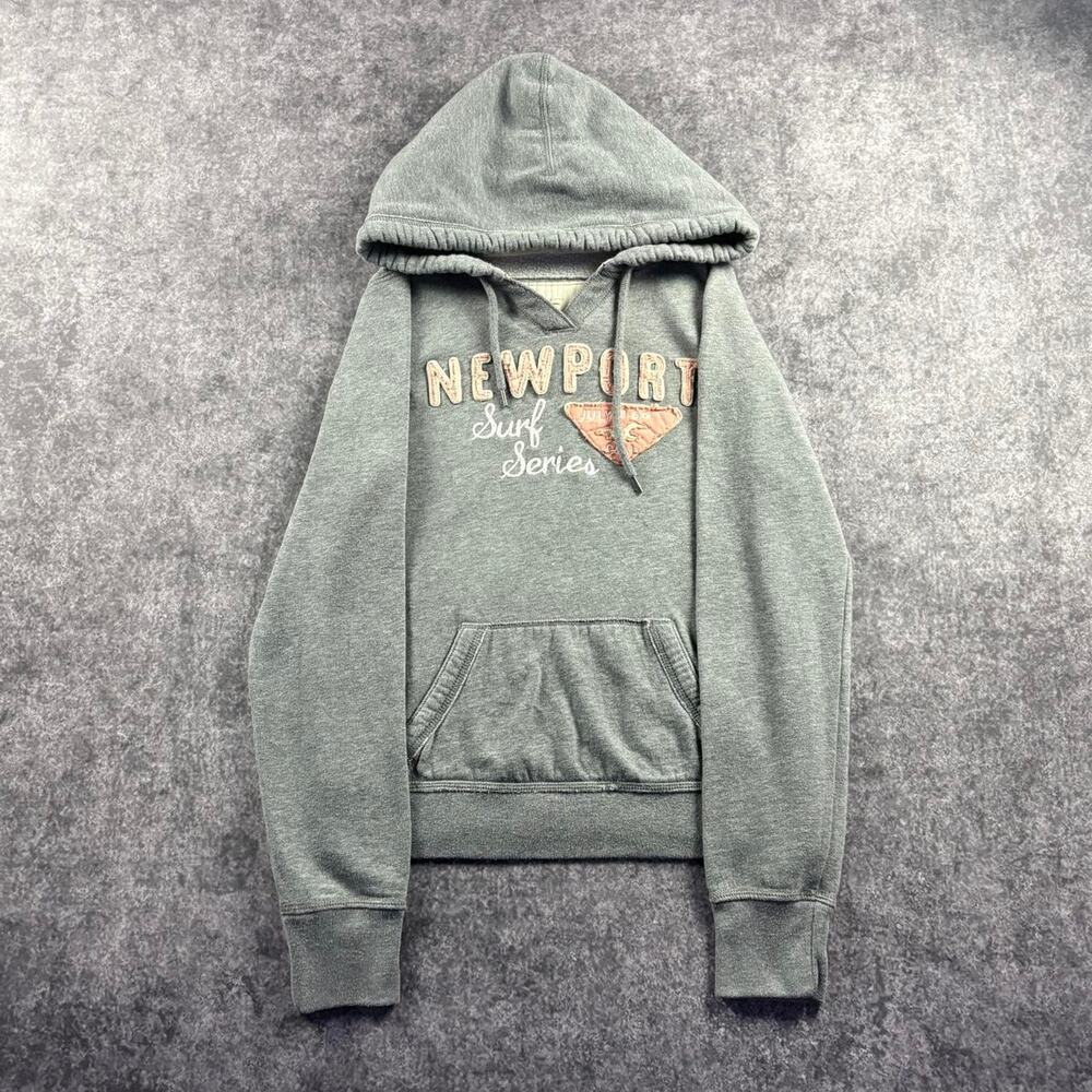 Vintage Y2K Hollister Newport Surf Series Hoodie Womens L Gray Applique
